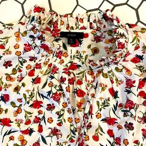 JCREW FLORAL TIE NECK BLOUSE SIZE M